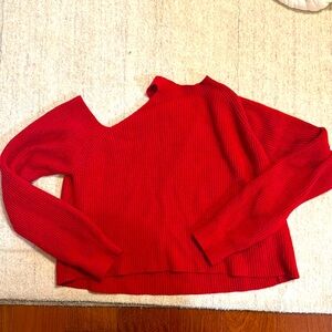 Oak+Fort red cold shoulder sweater